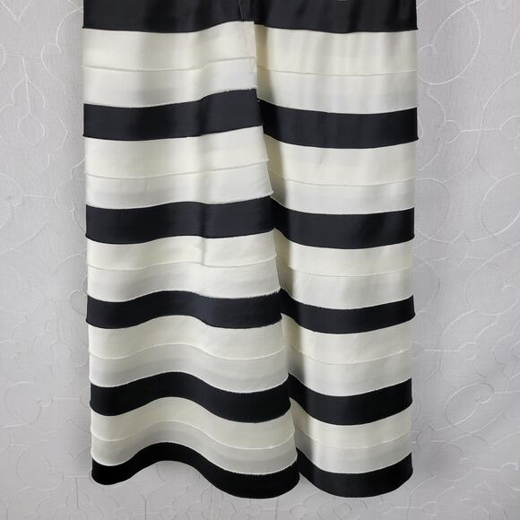 BCBG Maxazria Dress 2 Black Ivory Striped Classic A-Line Minimalist - Picture 8 of 15